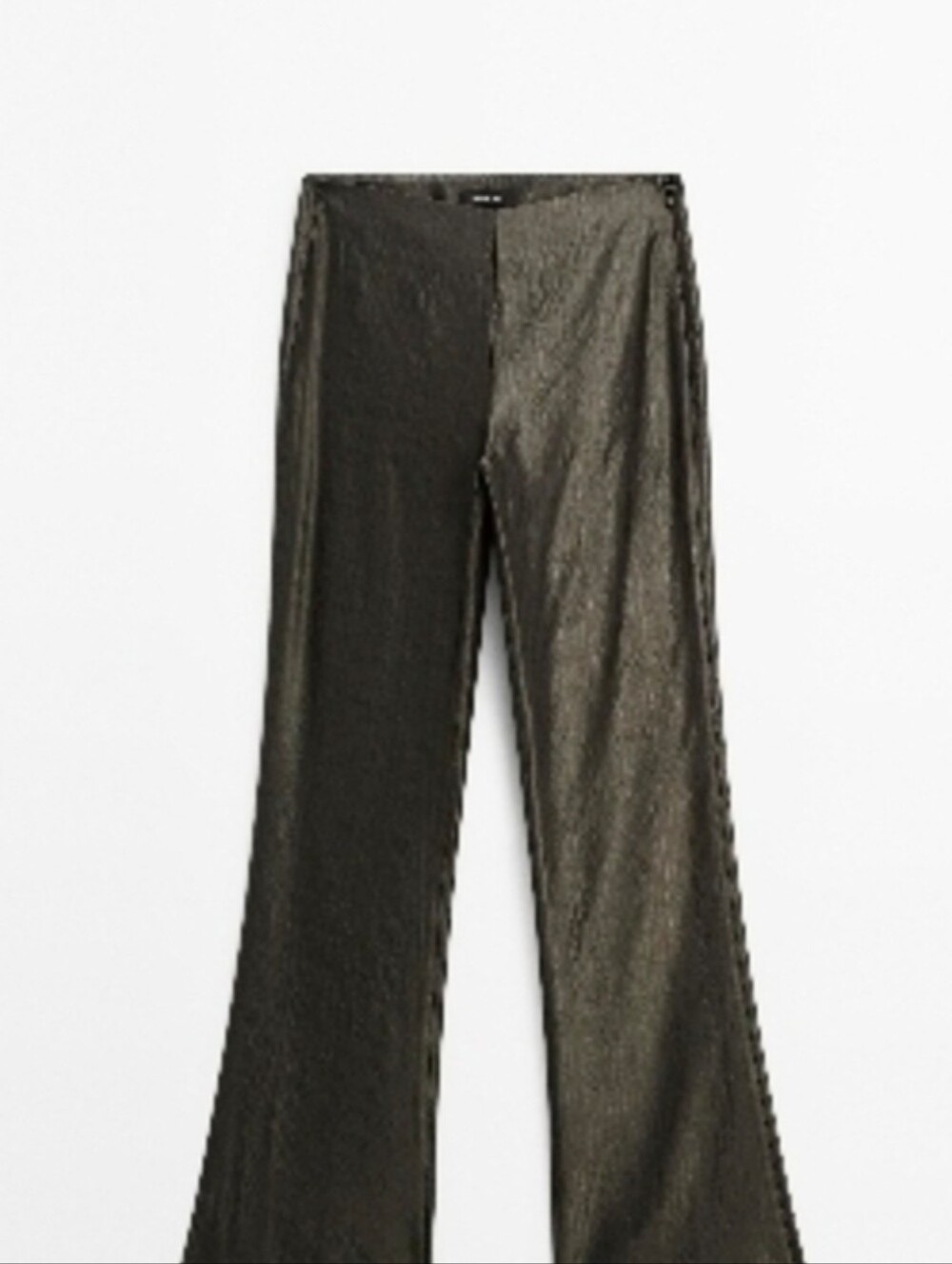 Massimo Dutti Mid-rise Green flared jacquard trousers